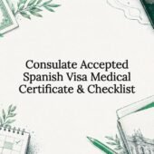 Decorative Spanish visa certificate title card